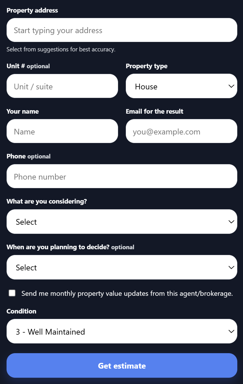 Gnowise dark widget form