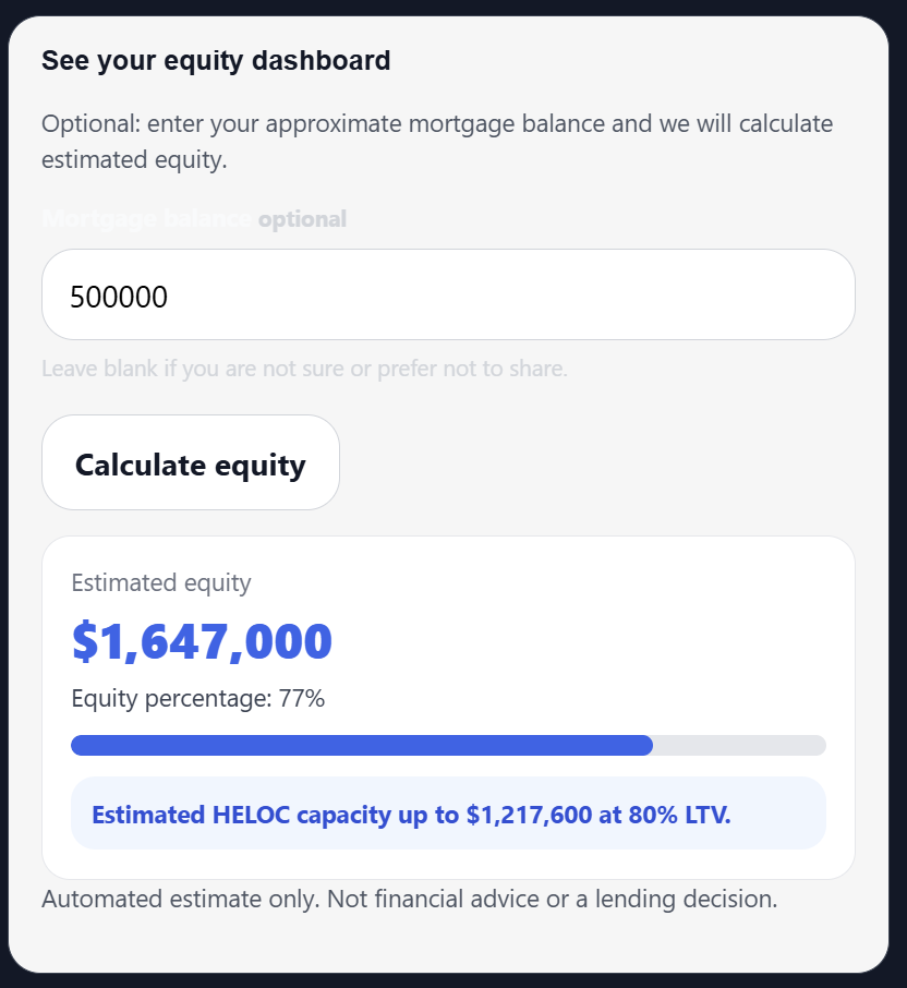 Gnowise equity and HELOC-style insight